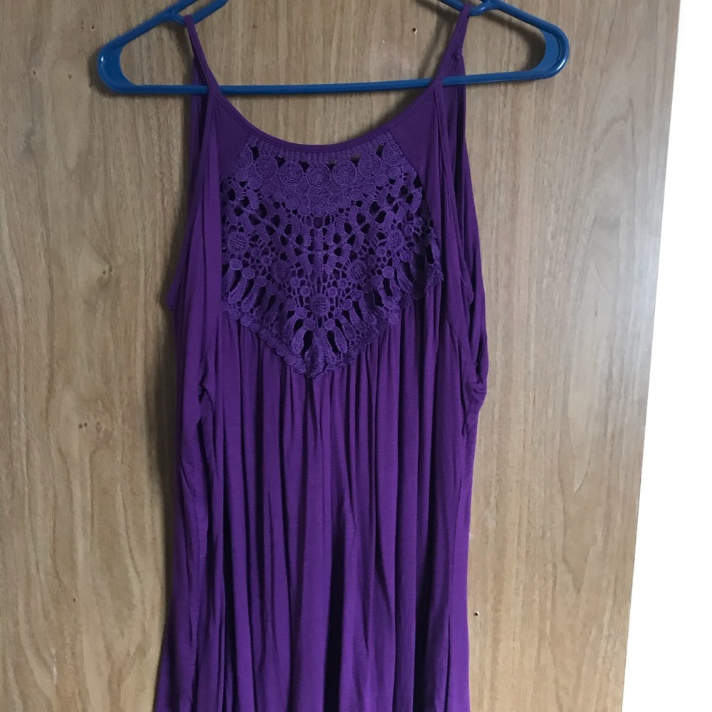 Purple long sleeve shoulder less shirt